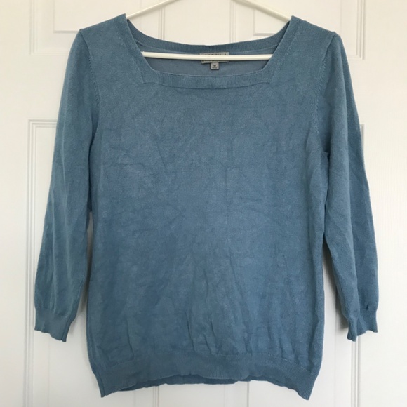 Joseph A Long Sleeve Square Neck Sweater Top M Dusty Blue - Picture 15 of 15